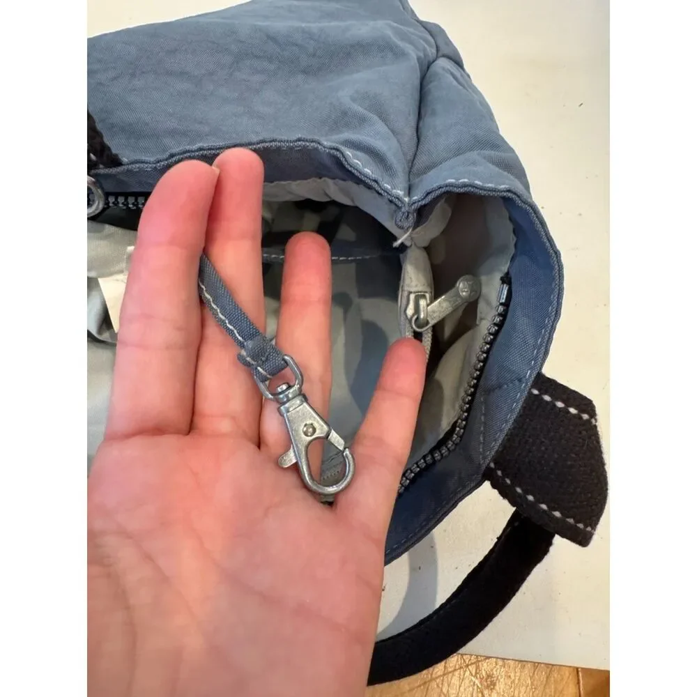 Kipling Inca Top Handle Nylon Bag Dusty Blue Top Zip